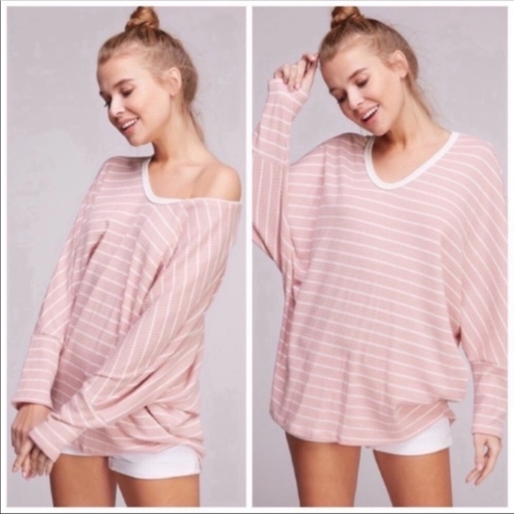 White striped Blush Pink Top